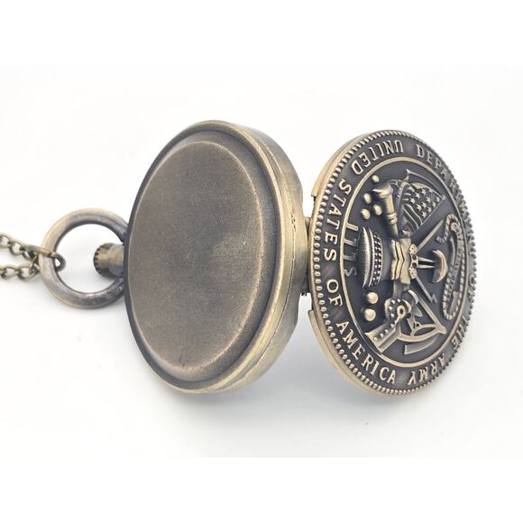 Army Pocket Watch – Vintage Look USA Military Gift US Patriotic Keepsake Veteran - Picture 7 of 10